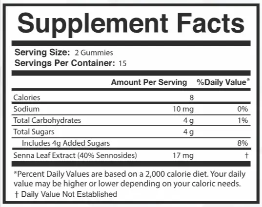 SenFlo-Senna-Gummies-Ingredients-Supplement-Facts